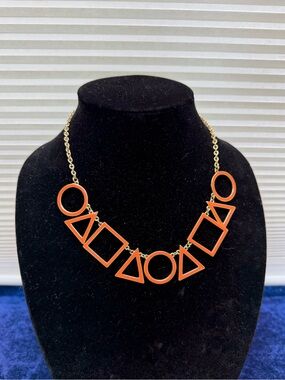 Cookie Lee Reversible blue and orange enamel Necklace